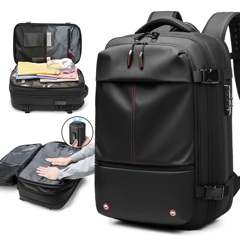 Vacuum Compression Travel Backpack - Large Capacity Business Laptop Bag - Durable TPU Water-Resistant Rucksack - Expandable Cabin Bag for Commuting & Flights