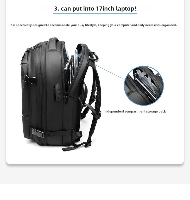 Vacuum Compression Travel Backpack - Large Capacity Business Laptop Bag - Durable TPU Water-Resistant Rucksack - Expandable Cabin Bag for Commuting & Flights