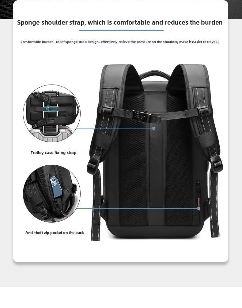 Vacuum Compression Travel Backpack - Large Capacity Business Laptop Bag - Durable TPU Water-Resistant Rucksack - Expandable Cabin Bag for Commuting & Flights