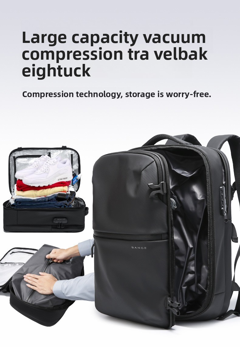 Vacuum Compression Travel Backpack | With Electric Pump to Save Space | 36-55L Water-Resistant Carry-On #TravelHack