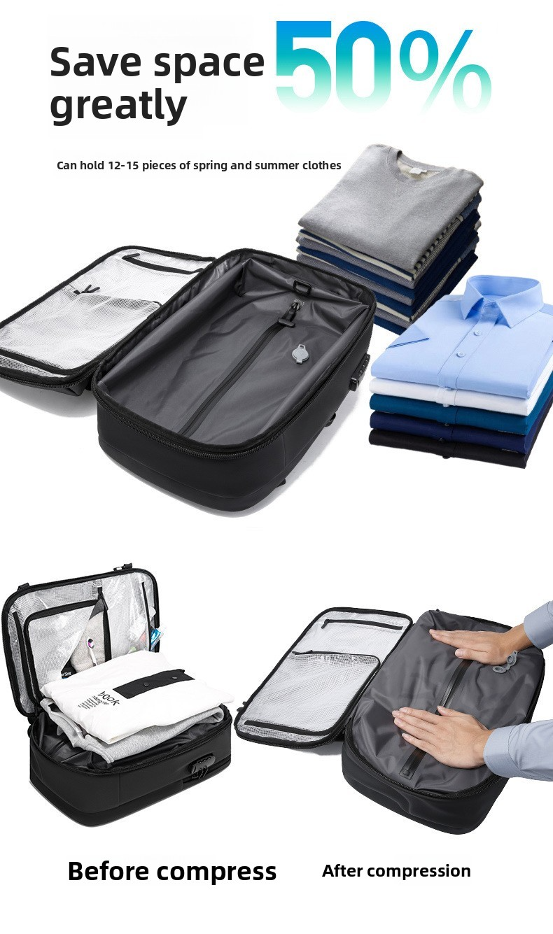 Vacuum Compression Travel Backpack | With Electric Pump to Save Space | 36-55L Water-Resistant Carry-On #TravelHack