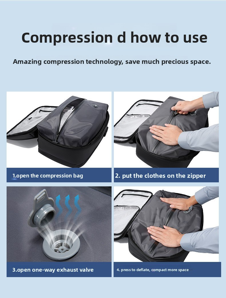 Vacuum Compression Travel Backpack | With Electric Pump to Save Space | 36-55L Water-Resistant Carry-On #TravelHack