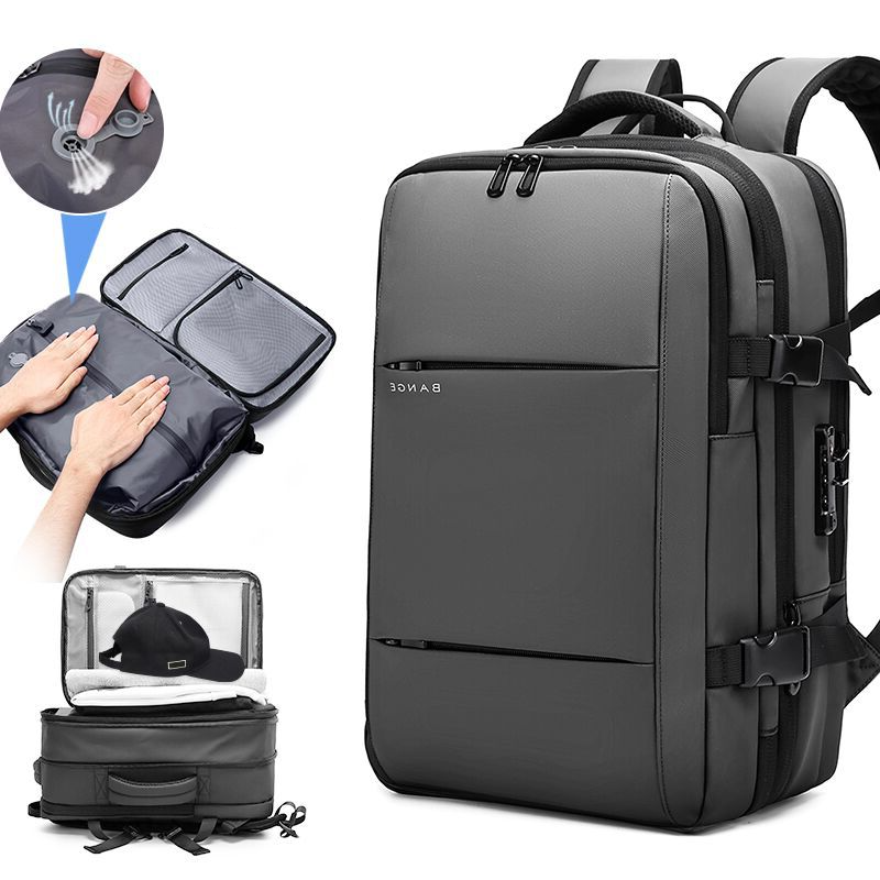 Premium Vacuum Compression Travel Backpack - Unisex Large Capacity Expandable Rucksack - Sleek Water-Resistant Laptop Bag for Business - Versatile Cabin Pack for Work & Holidays