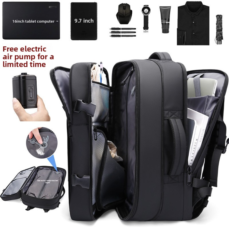 Premium Vacuum Compression Travel Backpack - Unisex Large Capacity Expandable Rucksack - Sleek Water-Resistant Laptop Bag for Business - Versatile Cabin Pack for Work & Holidays