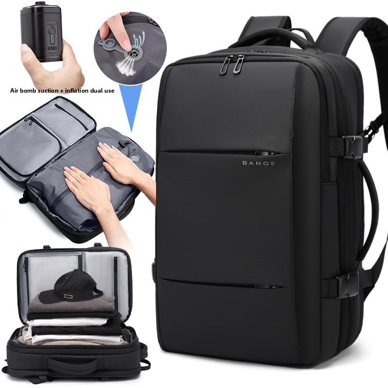 Premium Vacuum Compression Travel Backpack - Unisex Large Capacity Expandable Rucksack - Sleek Water-Resistant Laptop Bag for Business - Versatile Cabin Pack for Work & Holidays
