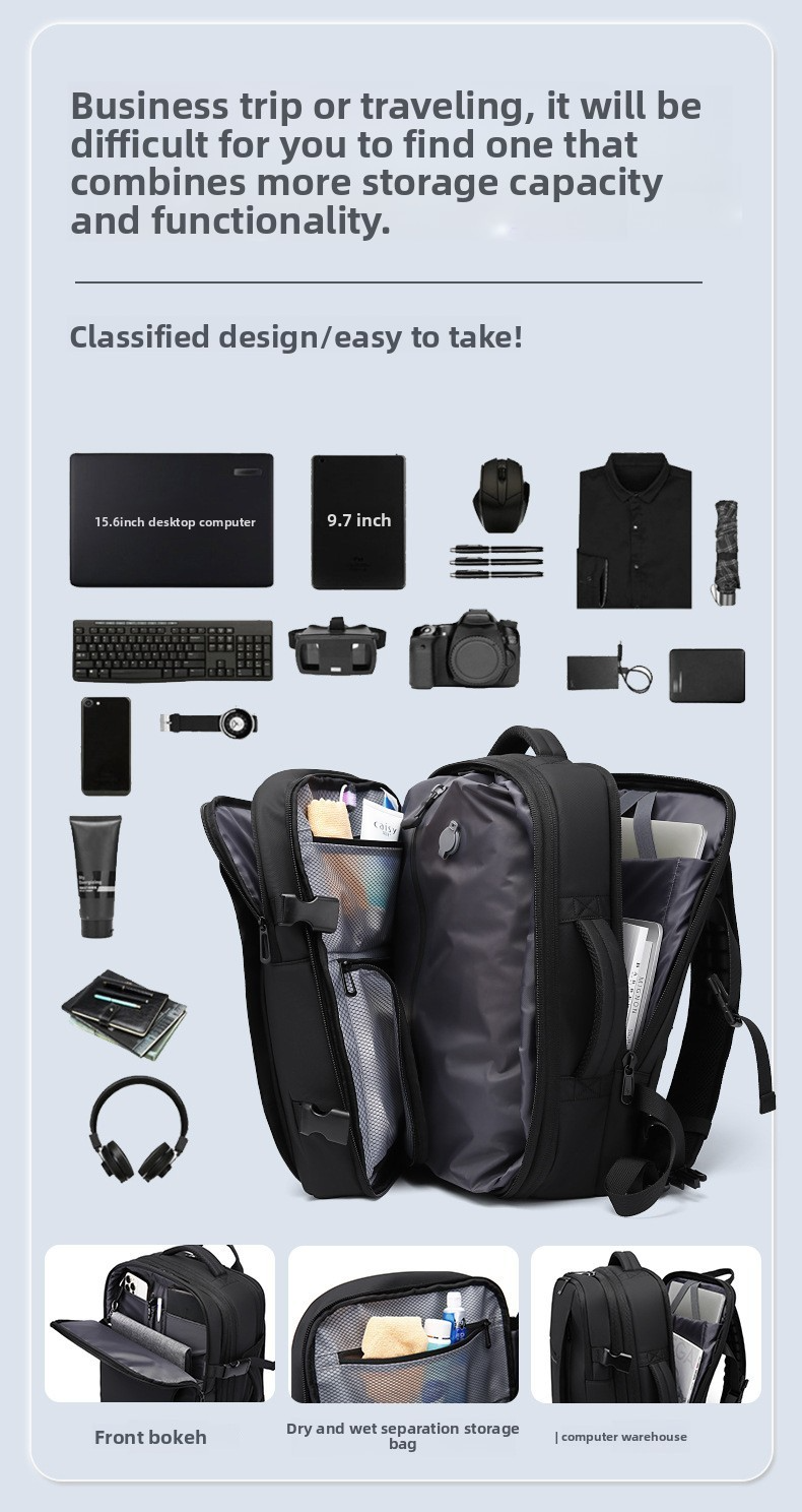 Premium Vacuum Compression Travel Backpack - Unisex Large Capacity Expandable Rucksack - Sleek Water-Resistant Laptop Bag for Business - Versatile Cabin Pack for Work & Holidays