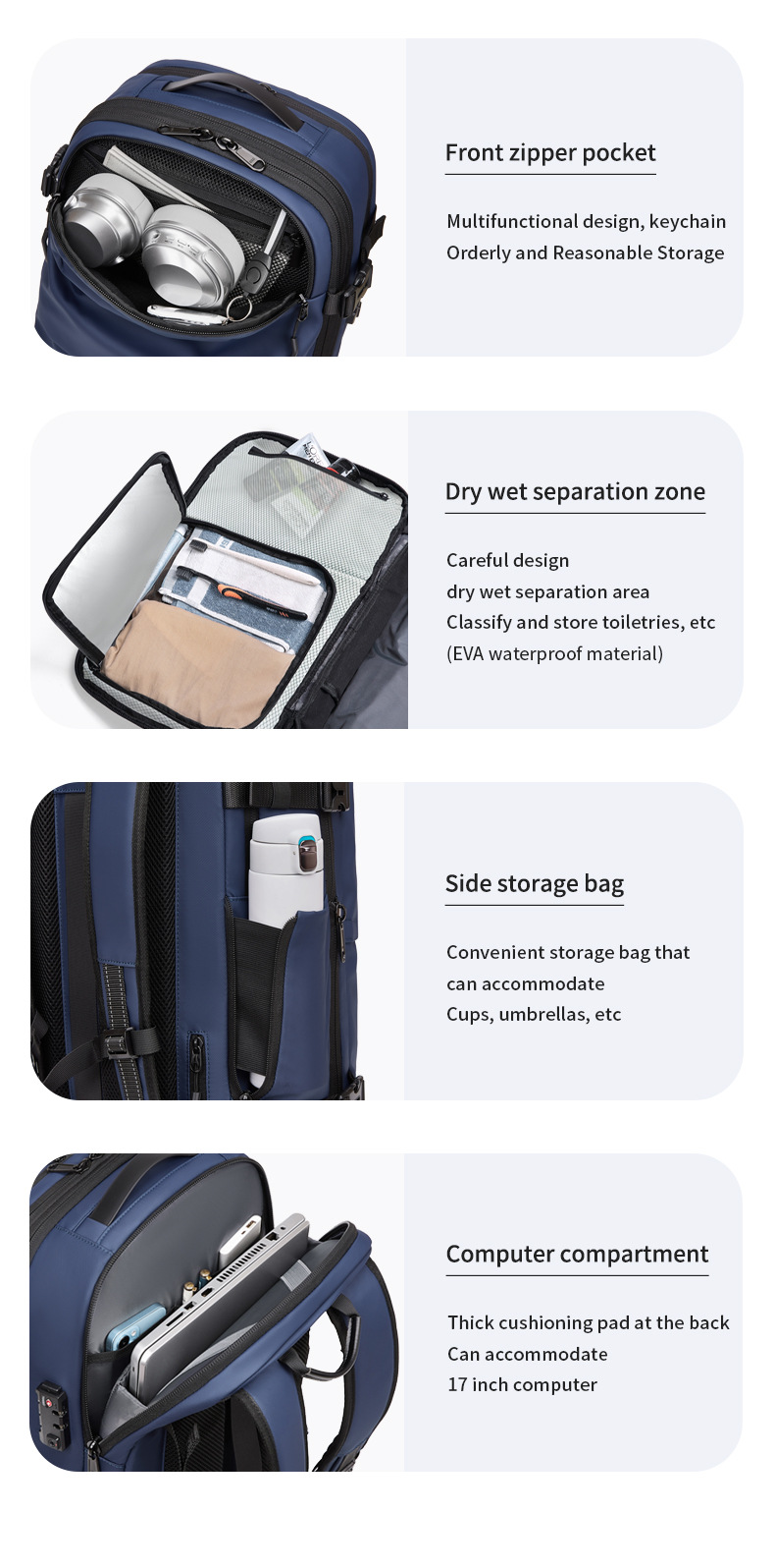 Modern Vacuum Compression Travel Backpack - Unisex Large Capacity Expandable Rucksack - Sleek Water-Resistant Laptop Bag for Business - Versatile Cabin Pack for Work & Holidays