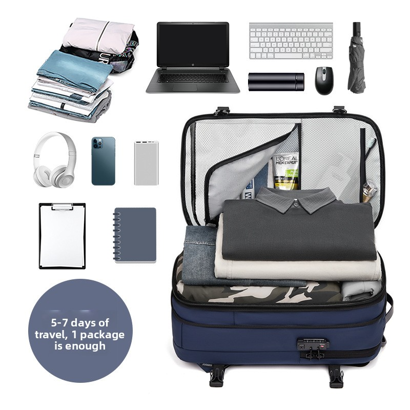 Modern Vacuum Compression Travel Backpack - Unisex Large Capacity Expandable Rucksack - Sleek Water-Resistant Laptop Bag for Business - Versatile Cabin Pack for Work & Holidays