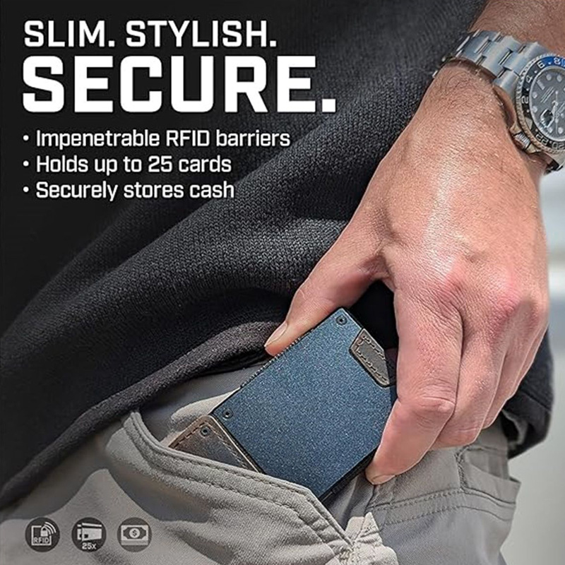 Premium Metal Wallet for Men - Classic Minimalist Card Holder - Sleek Aluminium Alloy Pocket Billfold - Structured Durable Tactical Card Case for Daily & Gifts