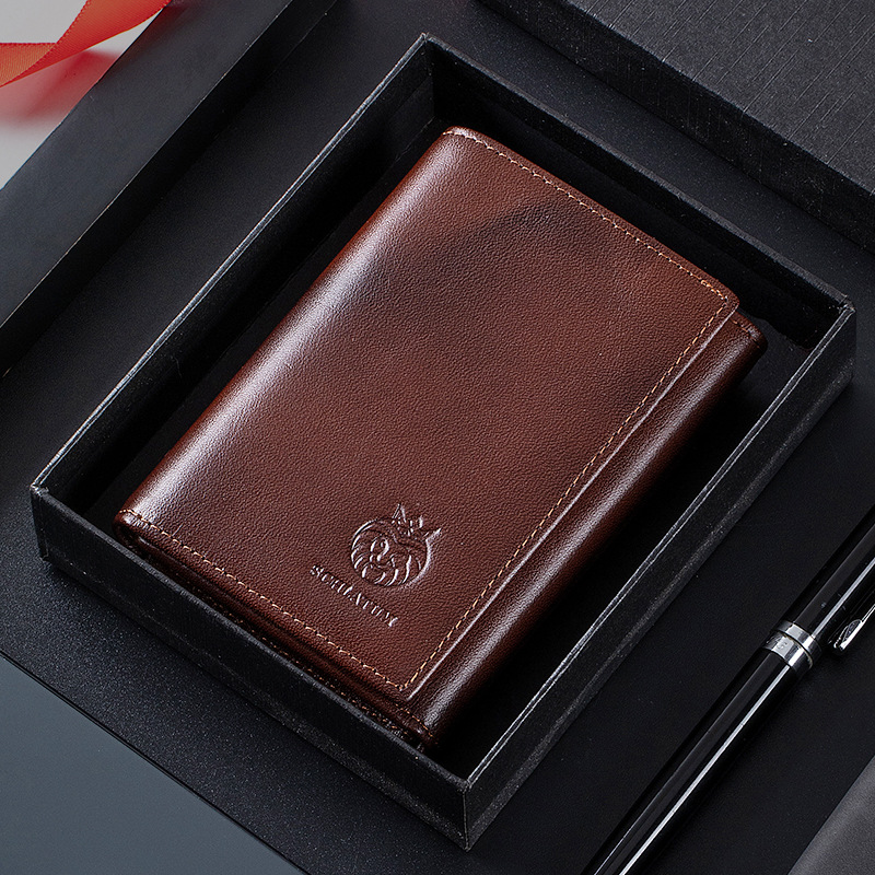 Slayton Premium Genuine Leather Wallet for Men - Classic Trifold Compact Card Holder - Minimalist Lightweight Slim Billfold Case - Structured Durable Pocket Wallet for Daily & Gifts