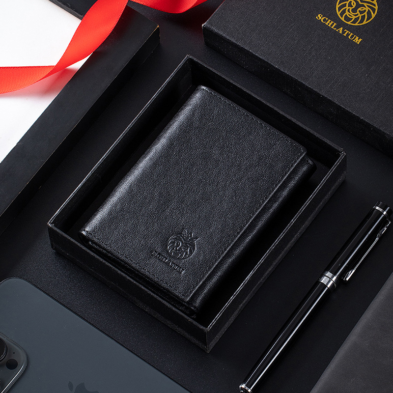Slayton Premium Genuine Leather Wallet for Men - Classic Trifold Compact Card Holder - Minimalist Lightweight Slim Billfold Case - Structured Durable Pocket Wallet for Daily & Gifts