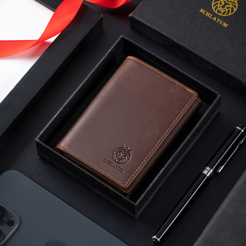 Slayton Premium Genuine Leather Wallet for Men - Classic Trifold Compact Card Holder - Minimalist Lightweight Slim Billfold Case - Structured Durable Pocket Wallet for Daily & Gifts