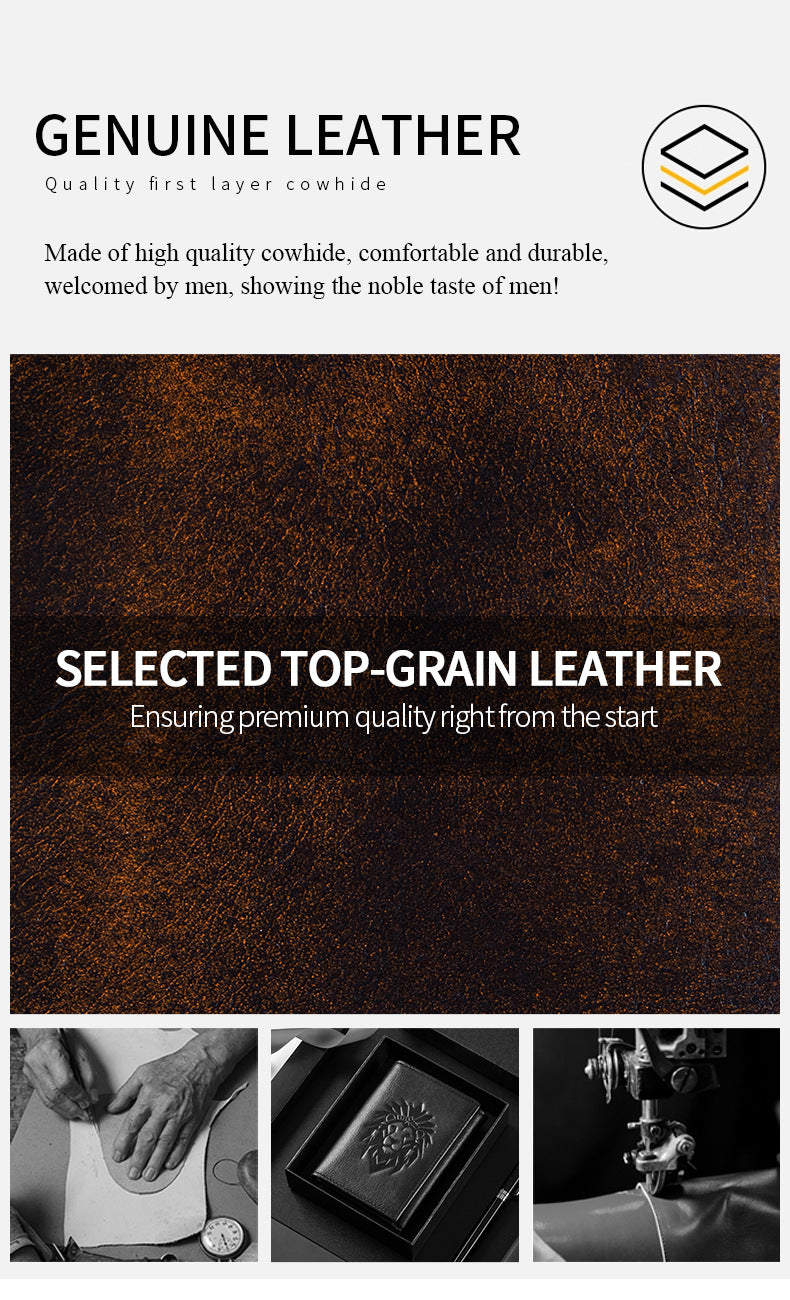 Slayton Premium Genuine Leather Wallet for Men - Classic Trifold Compact Card Holder - Minimalist Lightweight Slim Billfold Case - Structured Durable Pocket Wallet for Daily & Gifts